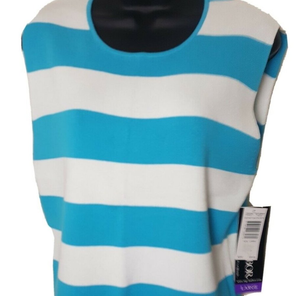 Sag Harbor Women Size Lg Sleeveless Shirt Striped